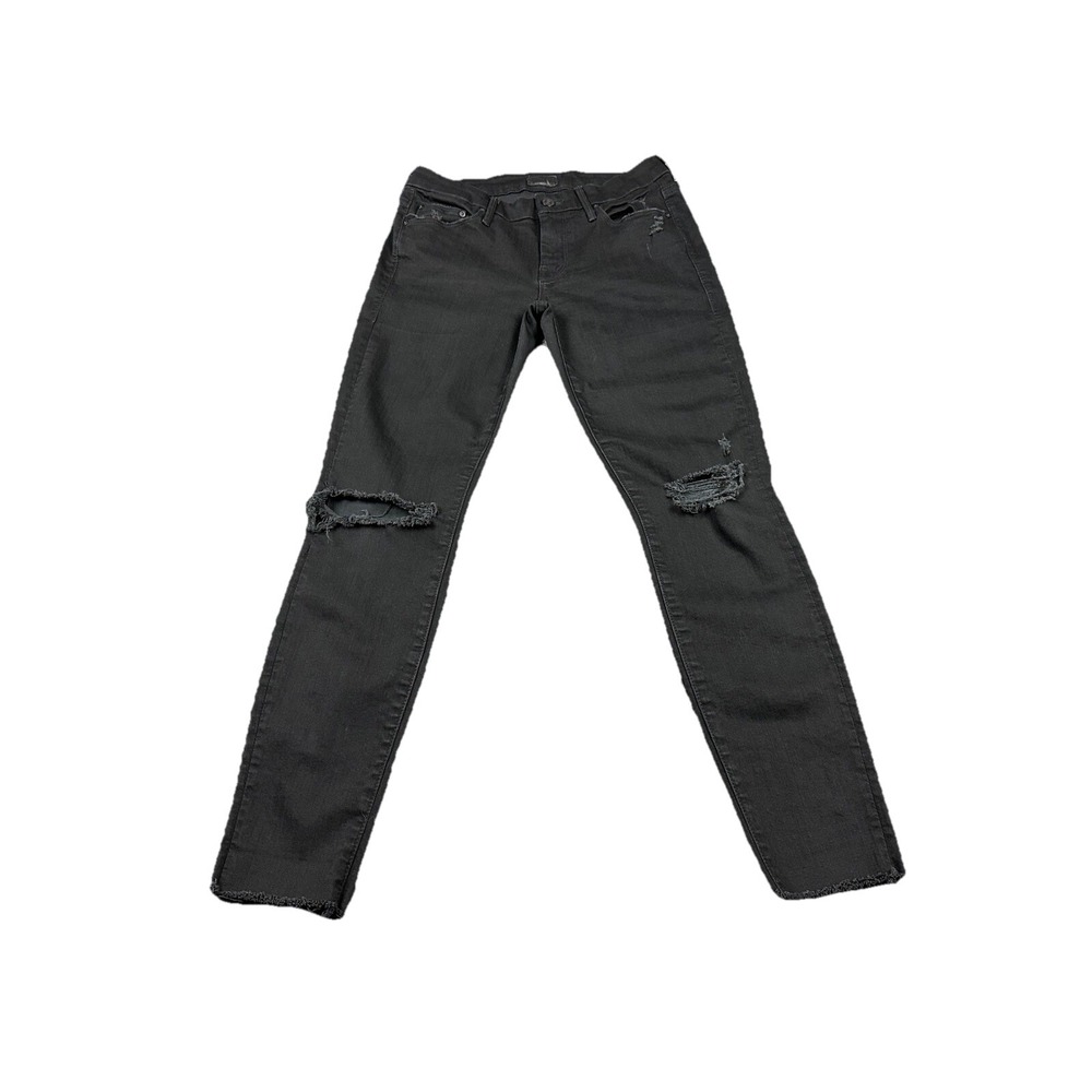 Mother Jeans Looker Ankle Fray Sz 28X25 Black Guilty As Sin Distressed Witchy